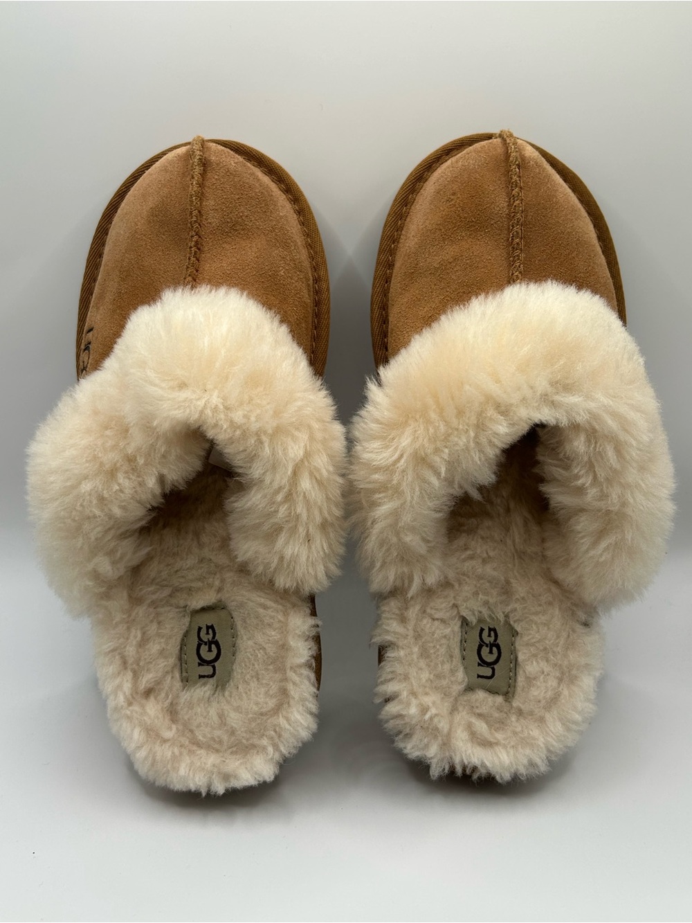 UGG Kids Chestnut Brown Sheepskin Slip-On Slippers